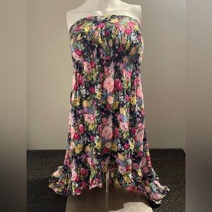 Torrid Sz 0 floral hi low hemline strapless dress